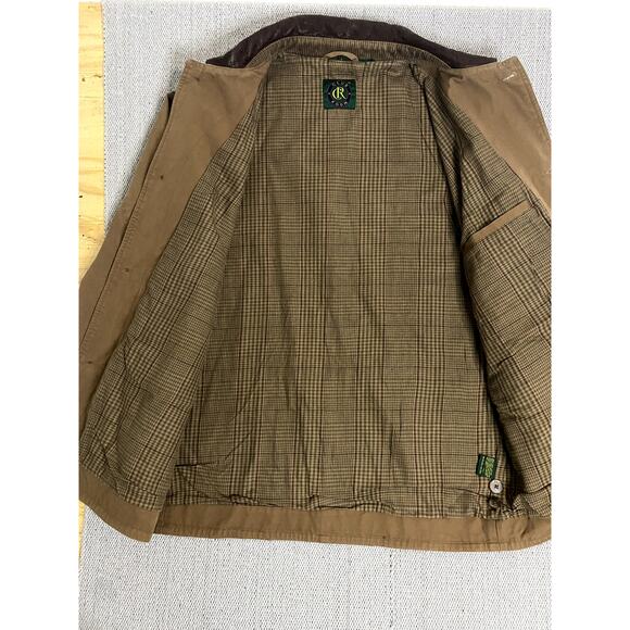 Club Room Vintage Upland Hunting Jacket Men L Brown Corduroy/Leather Trim Canvas - Picture 6 of 14